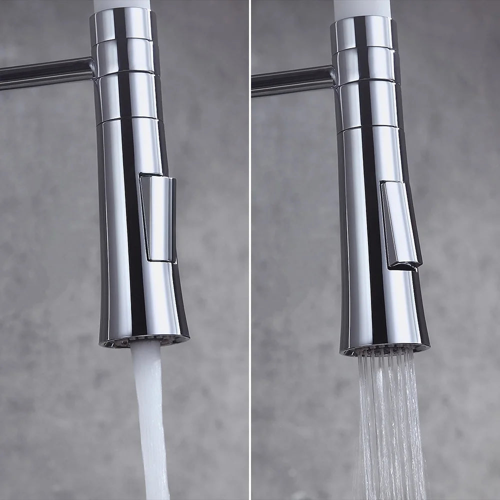 White & Chrome Single Handle Solid Brass Kitchen Faucet K876245
