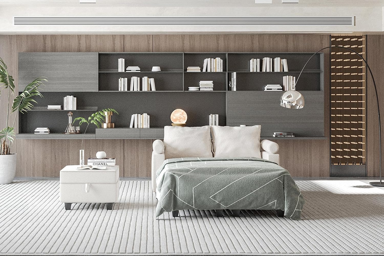 Beige Modular Sectional Sofa with Storage Seat Y63932