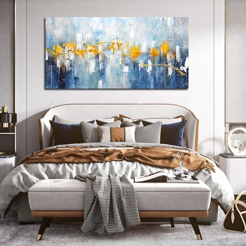 Abstract Canvas Wall-Art Blue Large Size 24" x 48" W11012