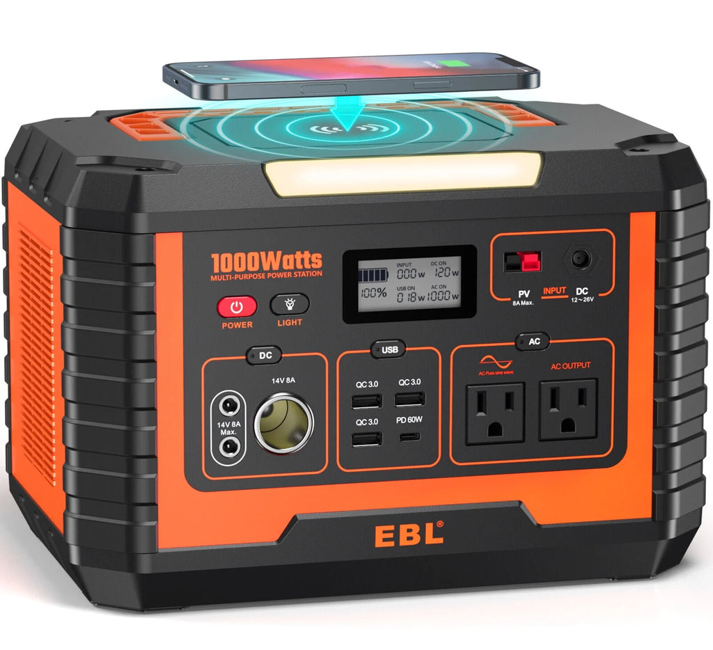 2Packs Portable Power Station 1000W Solar Generator 270000mAh Waterproof I935