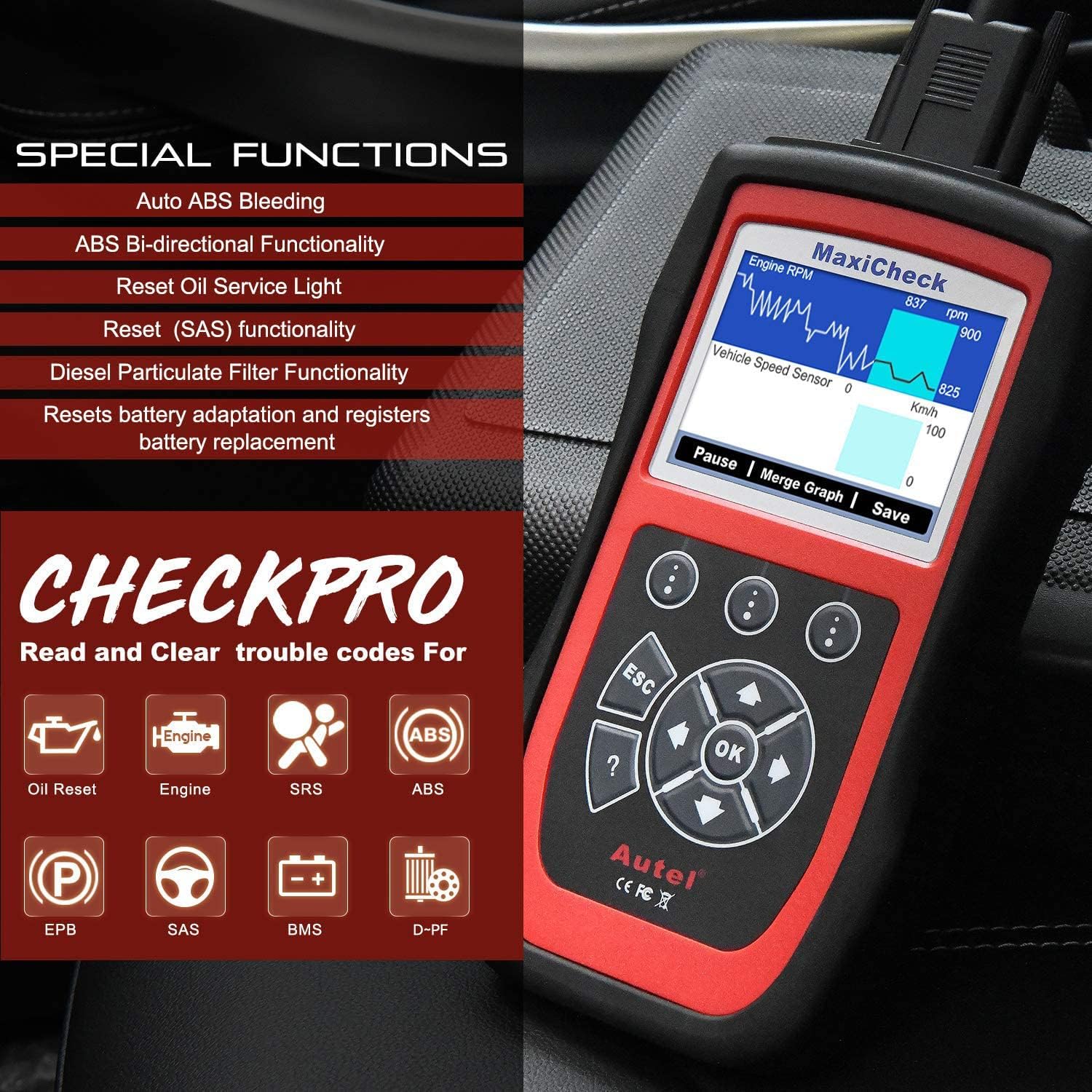 Auto Bleed Scan Tool for ABS Brake Bleeding, OBD2 ABS SRS Diagnostic Scanner Z970