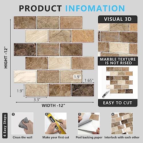 Gray Marble Look 12"x12" Self Adhesive Wall Tiles I515