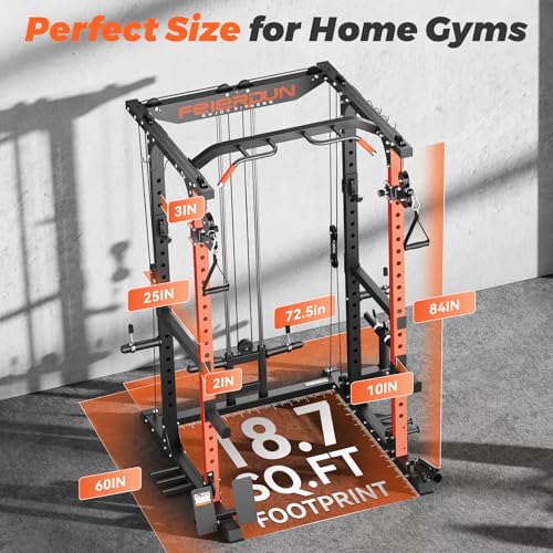 2000LBS Capacity Power Rack with Adjustable Cable Crossover System S2062