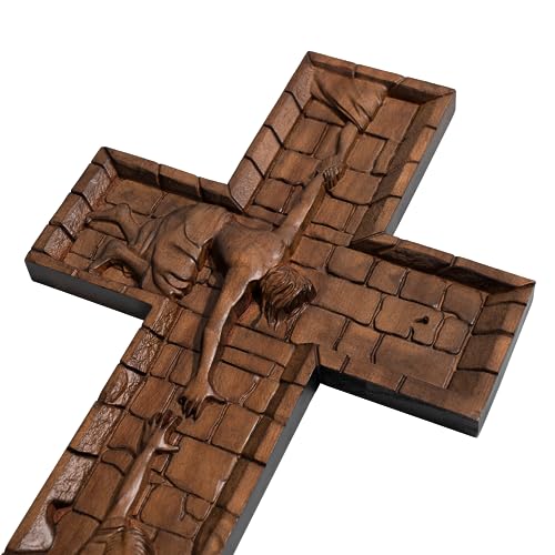 14 Inch Wooden Wall Cross with Hook T190