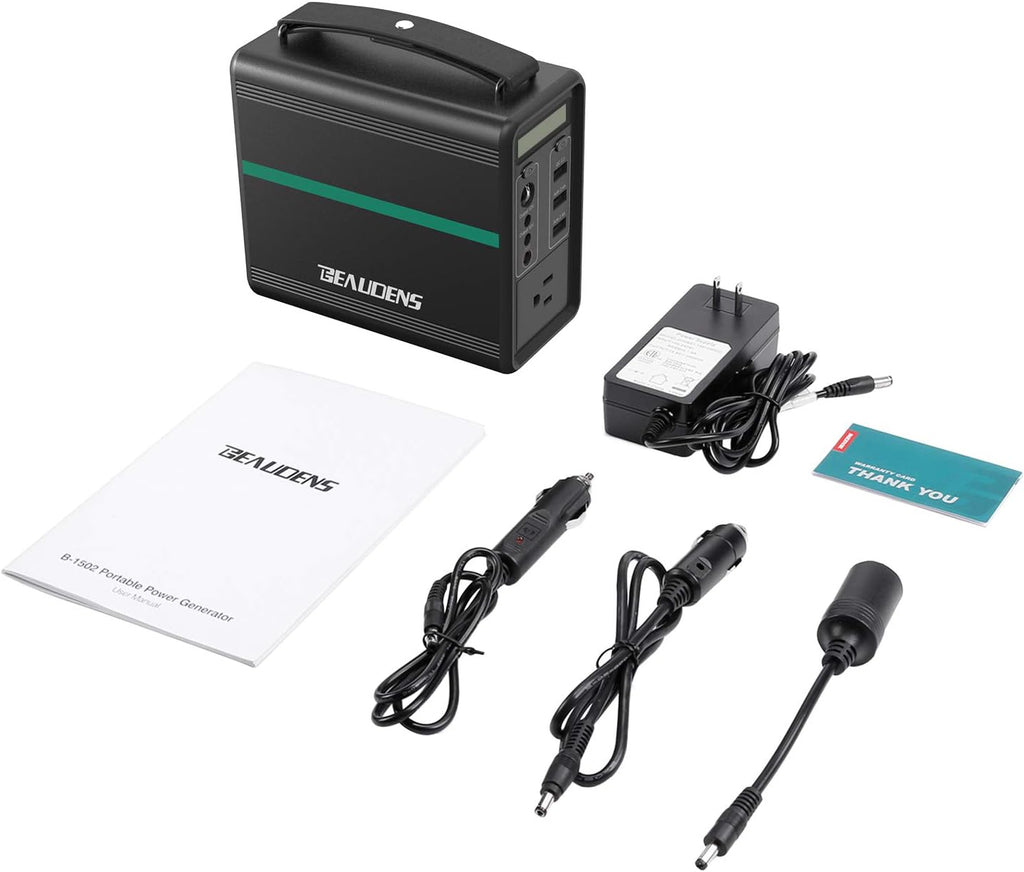 Portable Power Station 166Wh LiFePO4 Battery Solar Generator 110V/150W AC Outlet Q592593