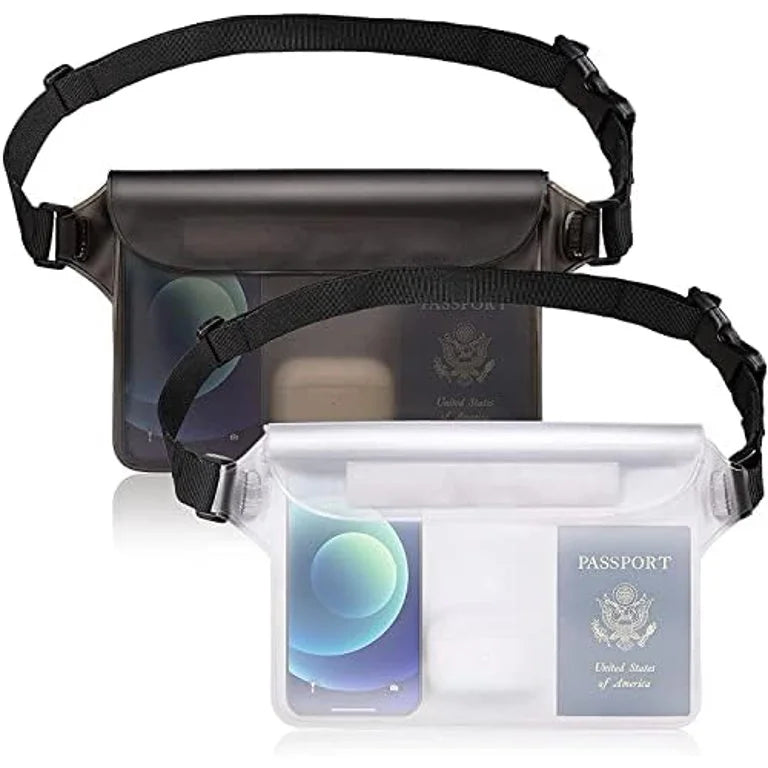 Black+White 2Pack Waterproof Pouch with Waist Strap J2188