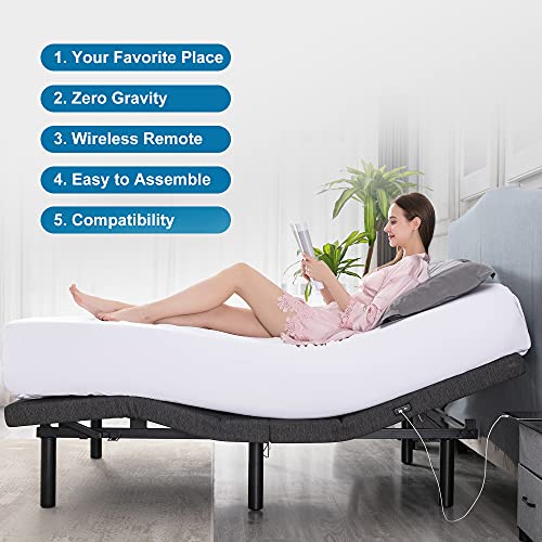 Adjustable Bed Frame Twin XL with Dual Motors and Wireless Remote Control O421