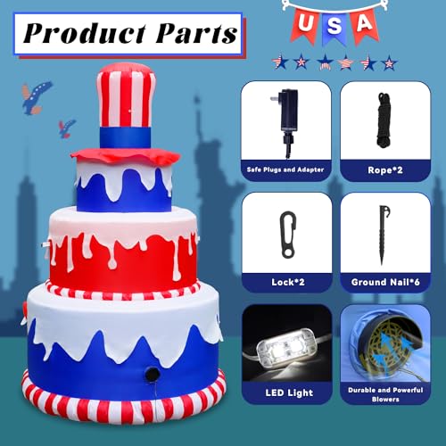 6 FT Inflatables Cake with LEDs Patriotic Decor K1123
