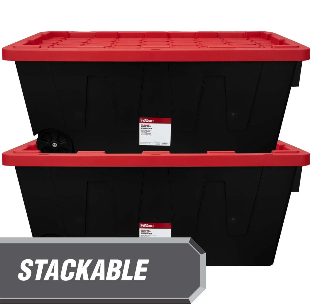 Black 50 Gallon Plastic Storage Bin with Snap Lid A916