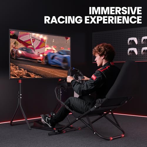 Racing Simulator Cockpit with TV Monitor Stand C9340