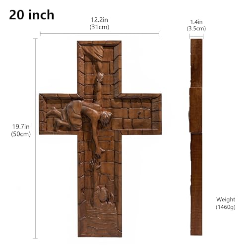 14 Inch Wooden Wall Cross with Hook T190