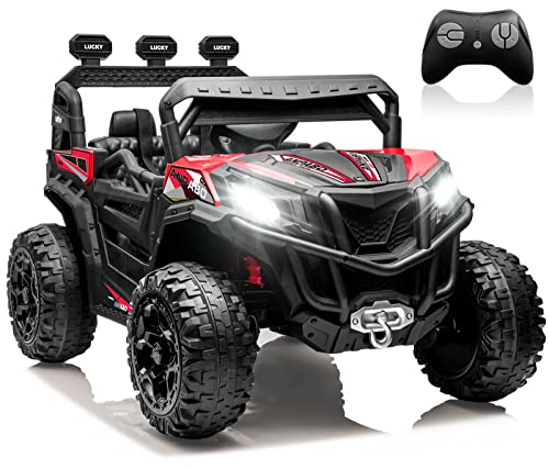 24V 4X4 Ride on Car Truck with Remote Control, 4WD/2WD Switchable Kids UTV, Blue B201