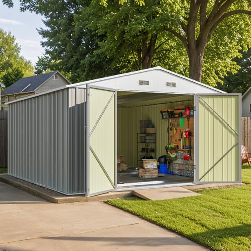 Brown Metal Outdoor Storage Shed V79319