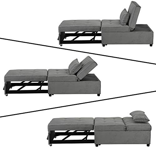 4 in 1 Faux Leather Convertible Sofa Bed with Pillow Y8255