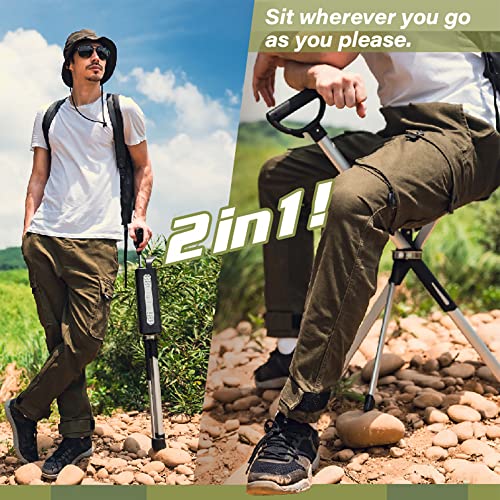 Portable Walking Stick Cane with Seat Foldable Chair Lightweight Aluminum V625571
