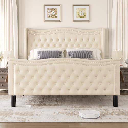 Black Velvet Queen Bed Frame with Headboard K555