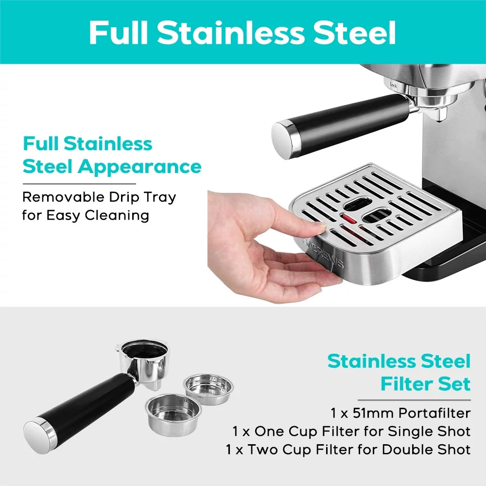 20 Bar Espresso Machine with Milk Frother C85137
