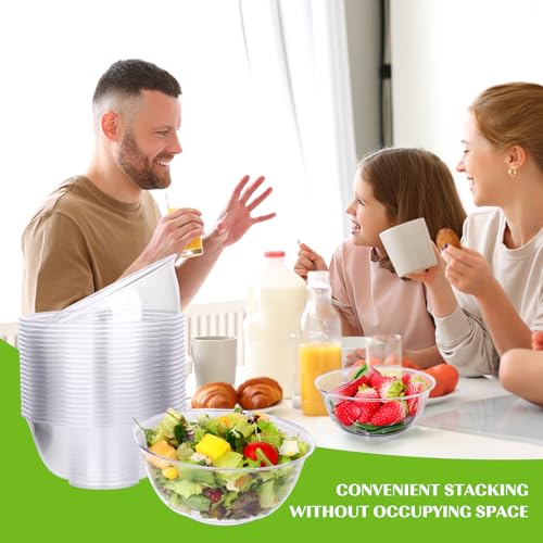 12 oz Clear Plastic Bowls 100 Pack Disposable Hard Small Bowls E943