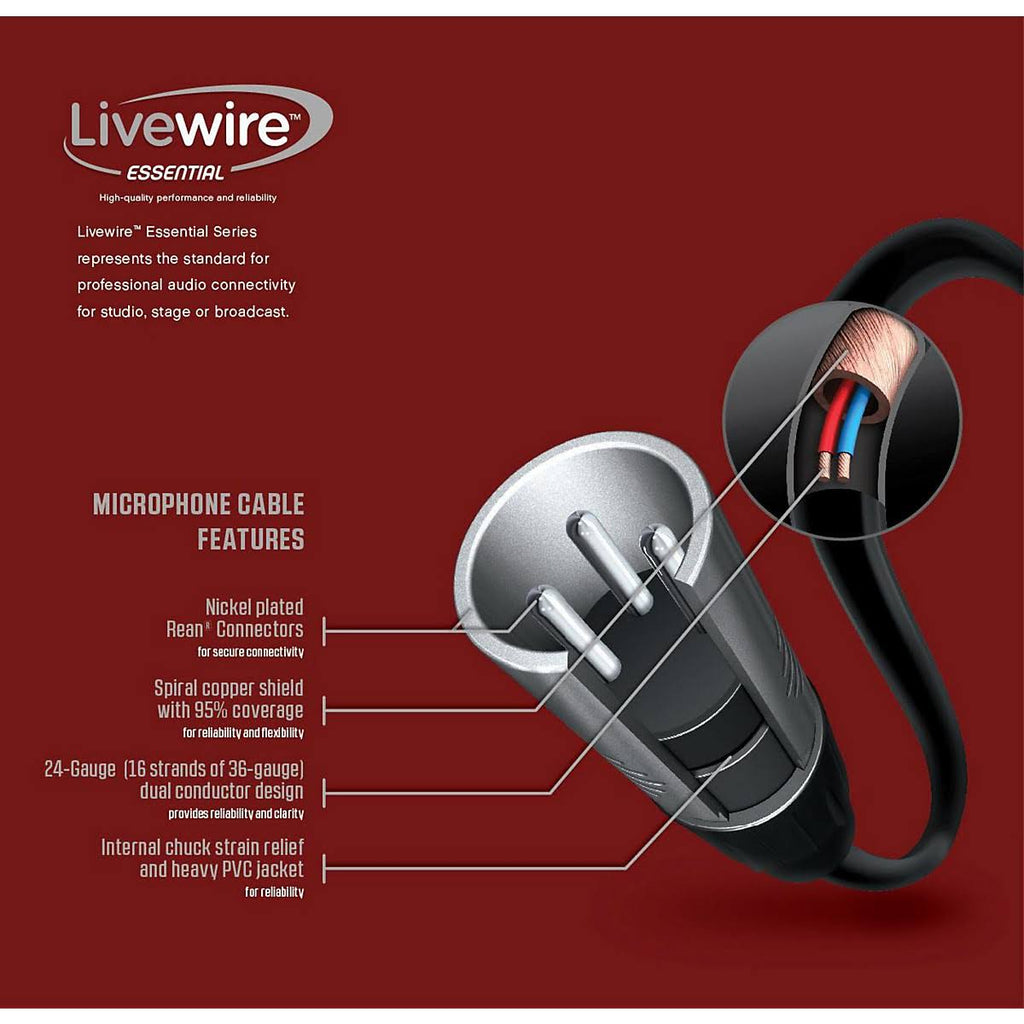 Black XLR Microphone Cable 100 ft W5659