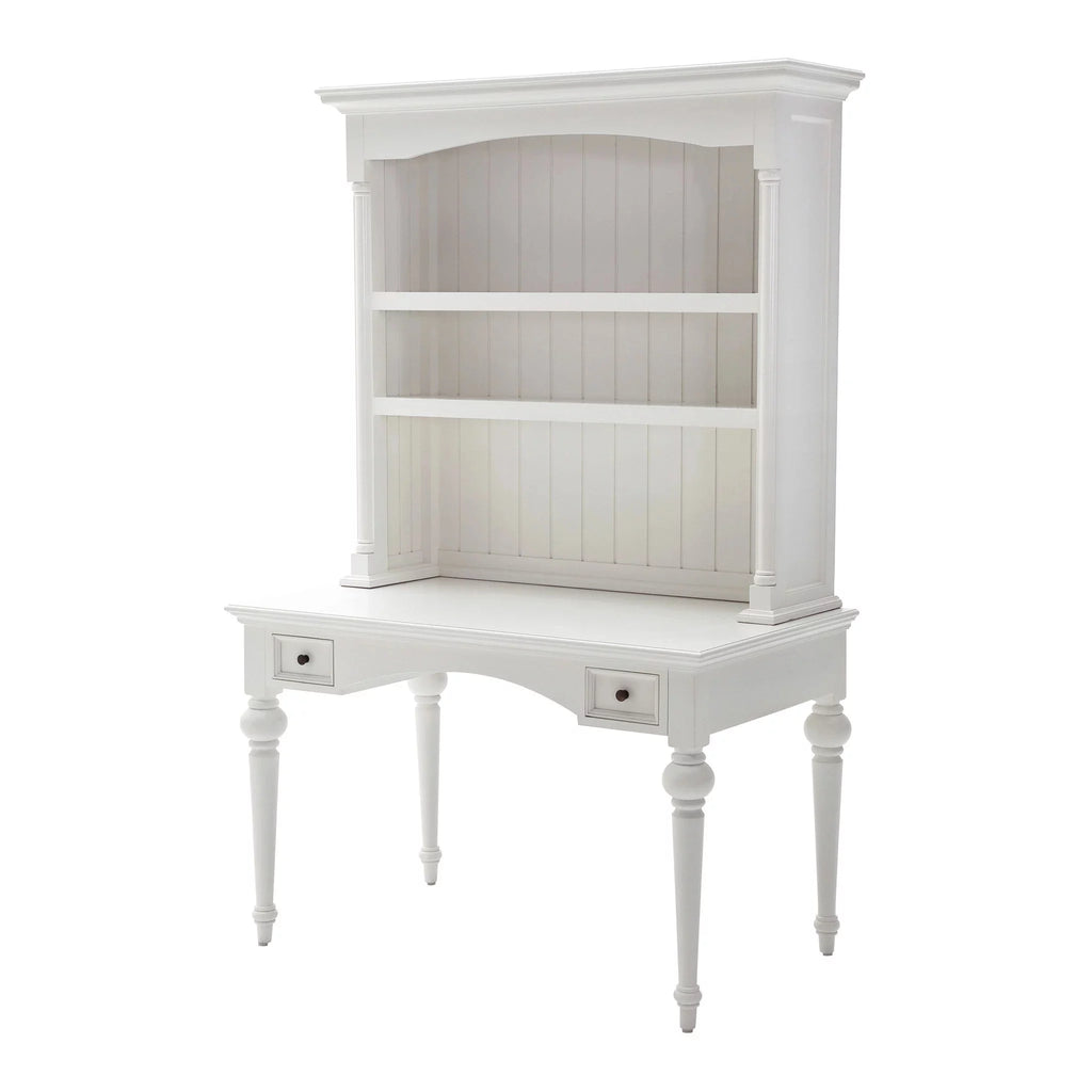 Antiqued White Writing Desk with Hutch B9366