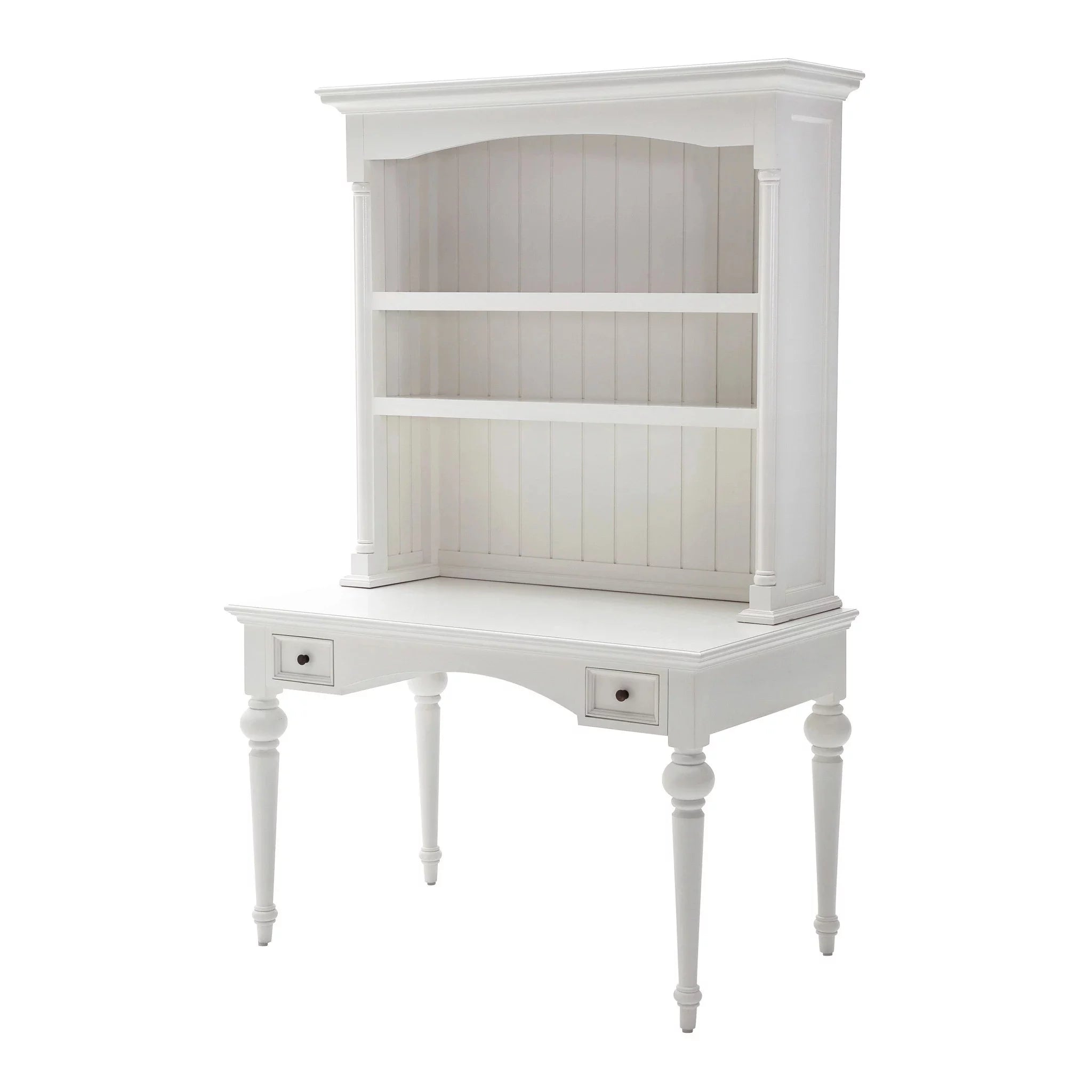 Antiqued White Writing Desk with Hutch B9366