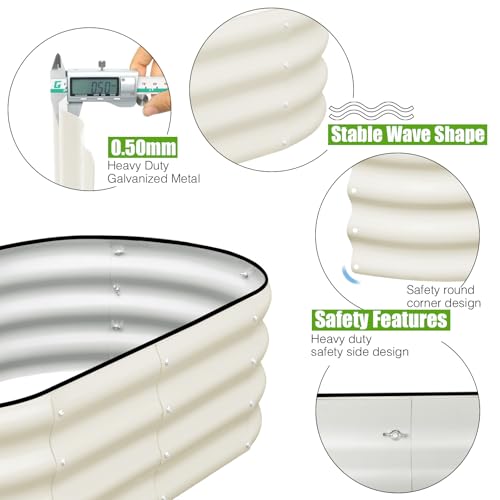 Galvanized Raised Garden Bed, 4x2x1ft Oval Metal Planter Box J111