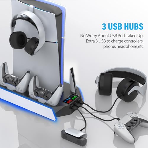PS5 Stand and Cooling Station with Dual Controller Charging Station, White Z76126