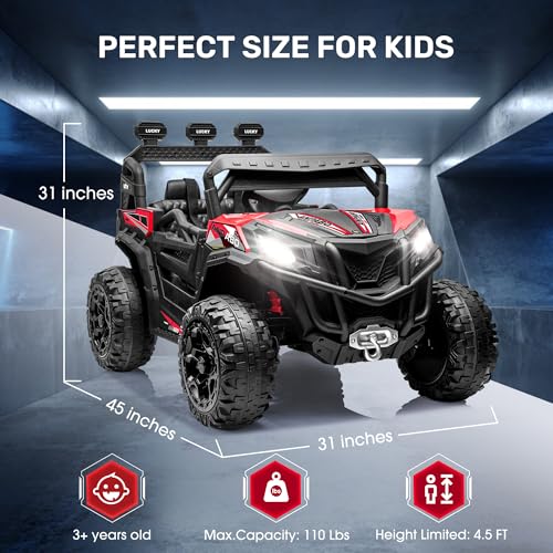 24V 4X4 Ride on Car Truck with Remote Control, 4WD/2WD Switchable Kids UTV, Blue B201
