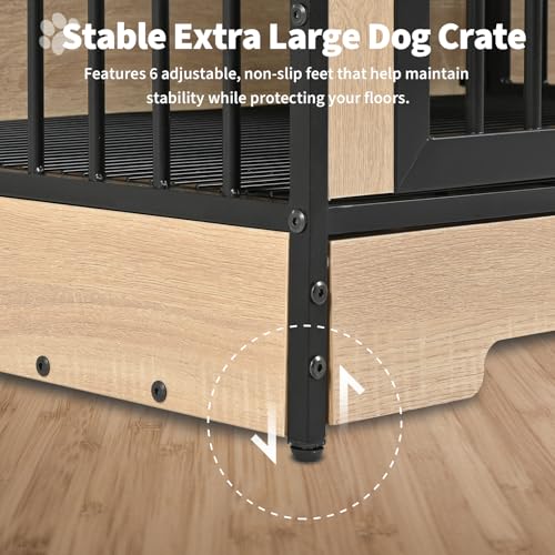 75’’ Double Dog Crate Furniture with Removable Divider & Trays K9109