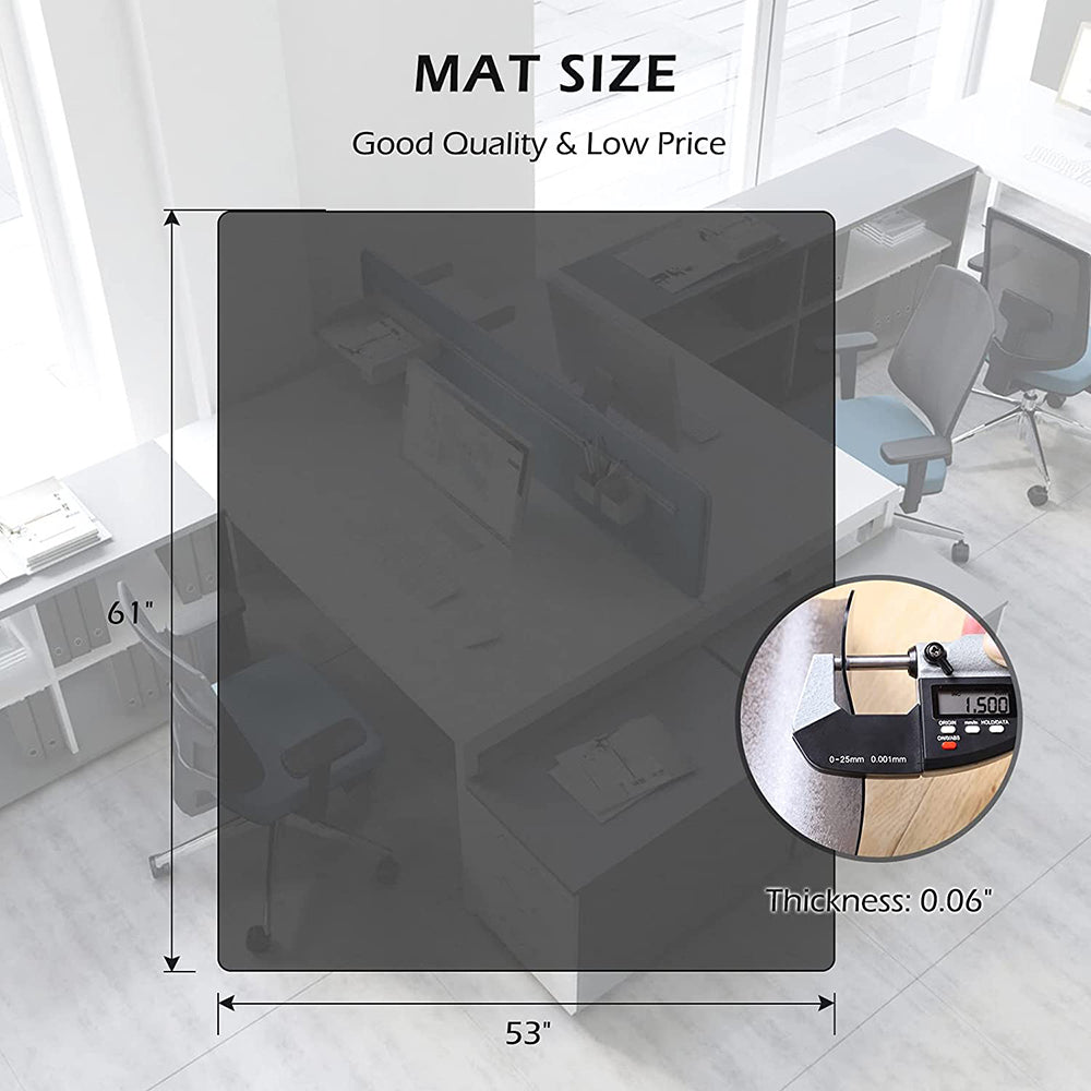 63" X 51" Vinyl Desk Chair Mat Protector (Translucent Black) Y87416