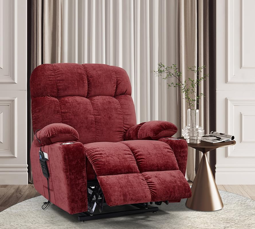 Large Power Lift Recliner Chair with Heat and Massage, Dark Brown M3057