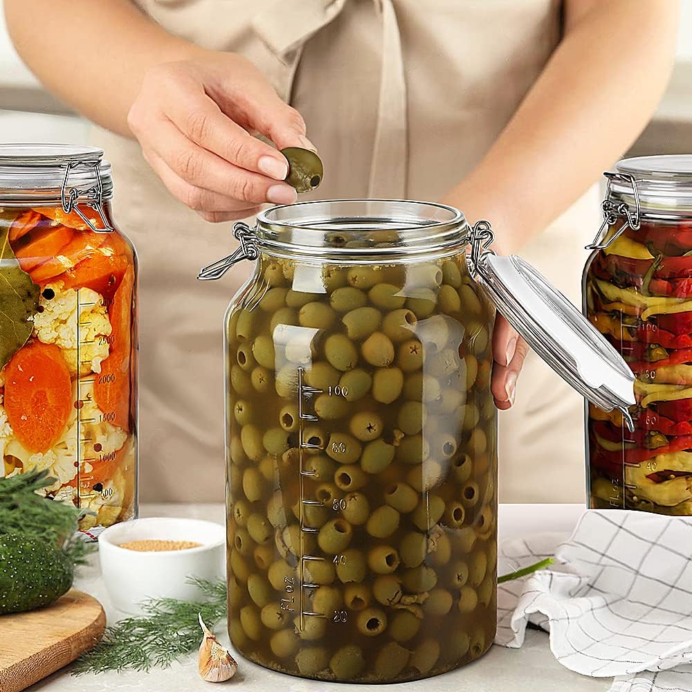 2 Pack 1 Gallon Glass Storage Jars with Airtight Lids T734765