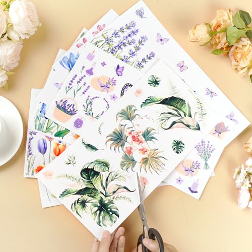 10 Pcs Botanical Flower Rub on Transfer Stickers C949531