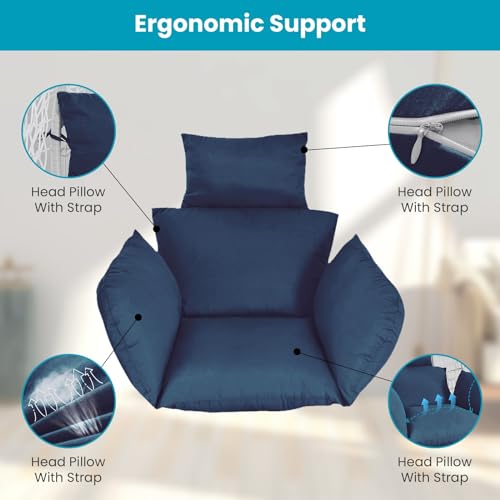 Grey Hanging Egg Chair Cushion with Pillow Q95461