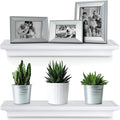 White Wood Floating Wall Shelves Set of 2 U7939