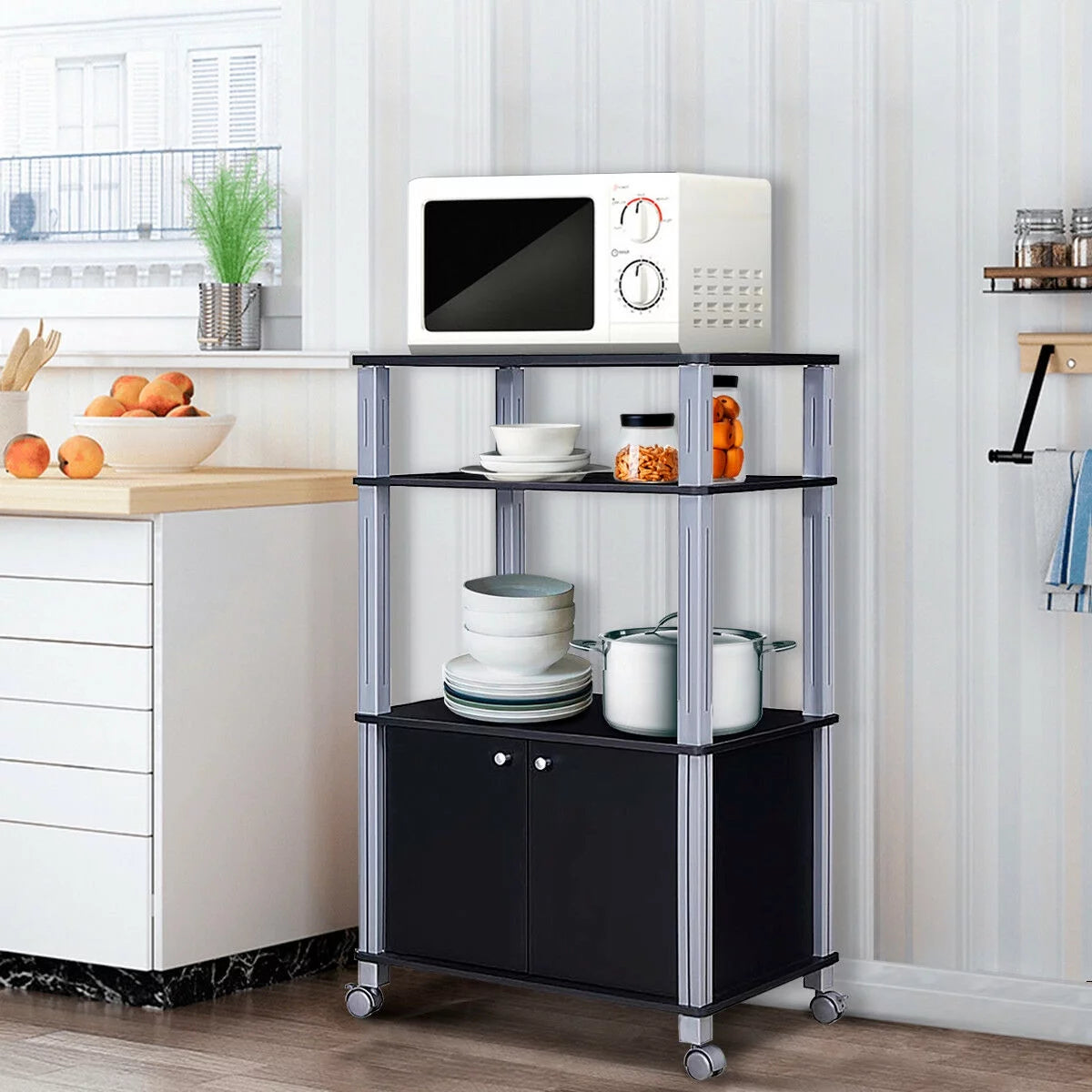 Bakers Rack Microwave Oven Rack Shelves Kitchen Storage Organizer O77939