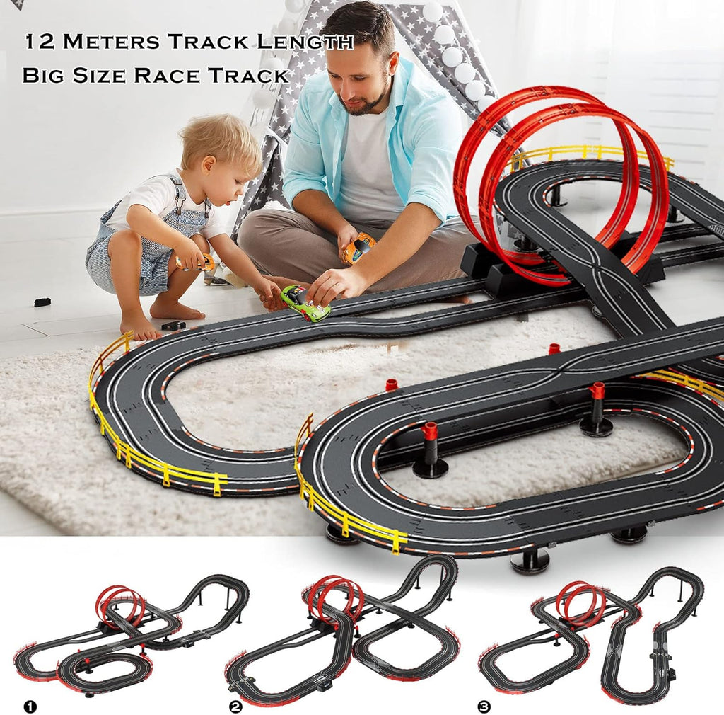 Electric Powered Slot Car Race Track Set with Four Cars J388288