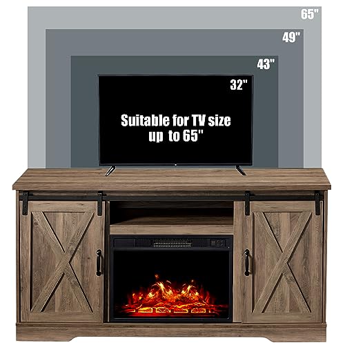 5-Piece Farmhouse Table Set with Fireplace TV Stand, Coffee Table, Two End Tables, Charging Station and USB Ports D937624