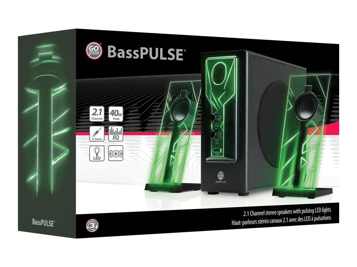 Computer Speakers with Green LED Glow Lights N3642