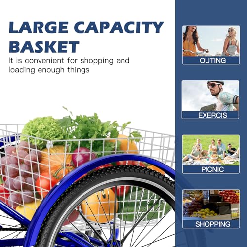 7 Speed 3 Wheel Adult Tricycle with Basket M373