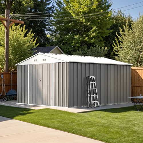 Brown Metal Outdoor Storage Shed V79319