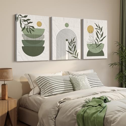 3 Pieces Framed Canvas Abstract Geometric Wall Art Set, 12x16 Inch K569