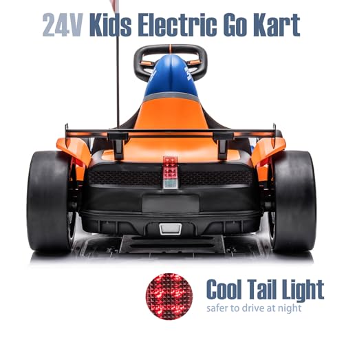 24V Electric Go Kart for Kids, Licensed Battery Powered Drift Racing Go Kart, 7.5 MPH Drift Kart with 400W Motor, Kids Race Pedal Go Karting Car with Damping System, Seat Belt L897608