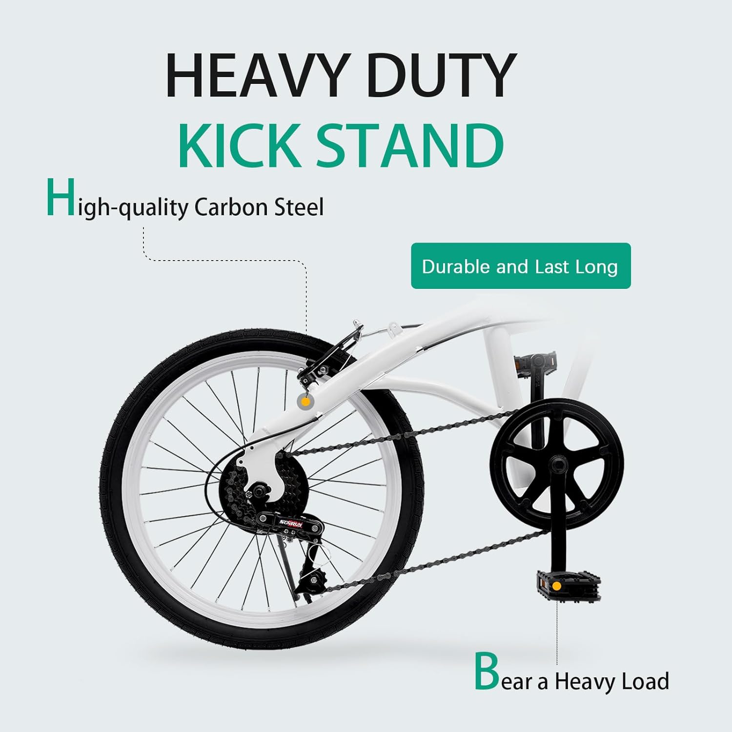 20" White Folding Bicycle with 7 Speed Shifter I852528