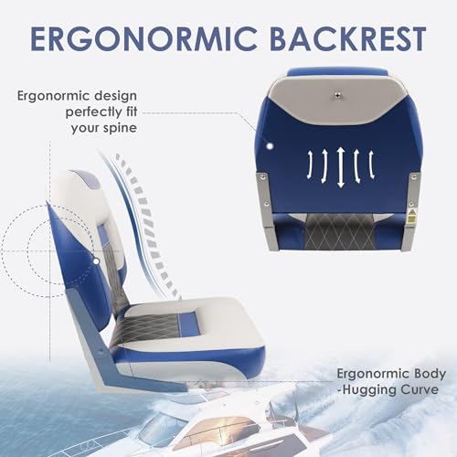 Grey/Red Fold-Down Boat Seat Y7665