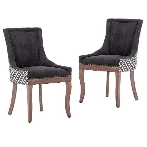 Wine Red Solid Wood Upholstered Dining Chairs Set of 4 U30594