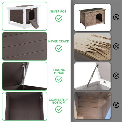 Weatherproof Insulated Small Animal House with Openable Roof, Elevated Feet, Brown M960