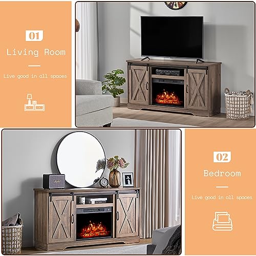 5-Piece Farmhouse Table Set with Fireplace TV Stand, Coffee Table, Two End Tables, Charging Station and USB Ports D937624