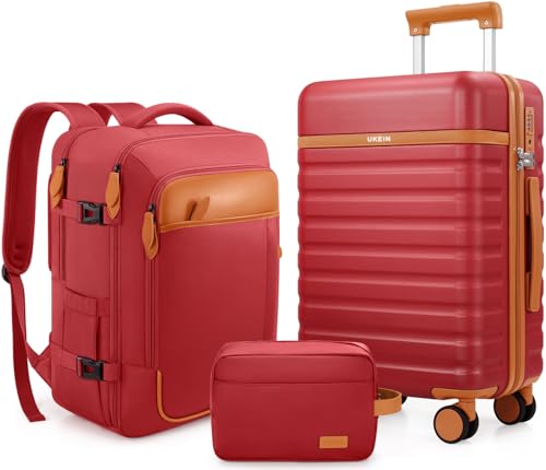 3 Piece PC Hardside Carry On Luggage Set with Spinner Wheels and TSA Lock J135444