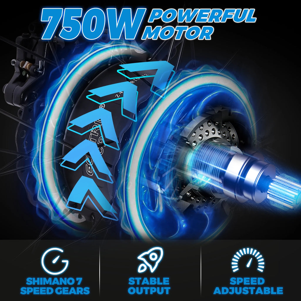 750 W 48 V 12.5 AH 26" Fat Tire Electric Bicycle M554158